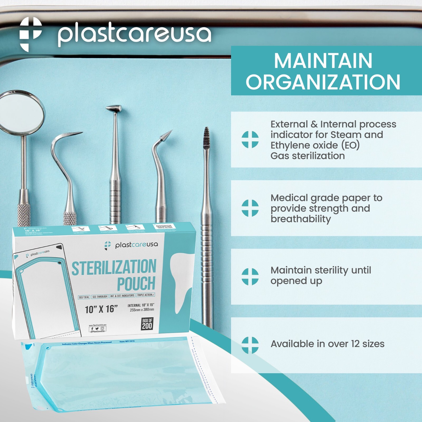 400 10″ x 16″ Large Self-Sealing Sterilization Pouch Sterilizer Bag Autoclave