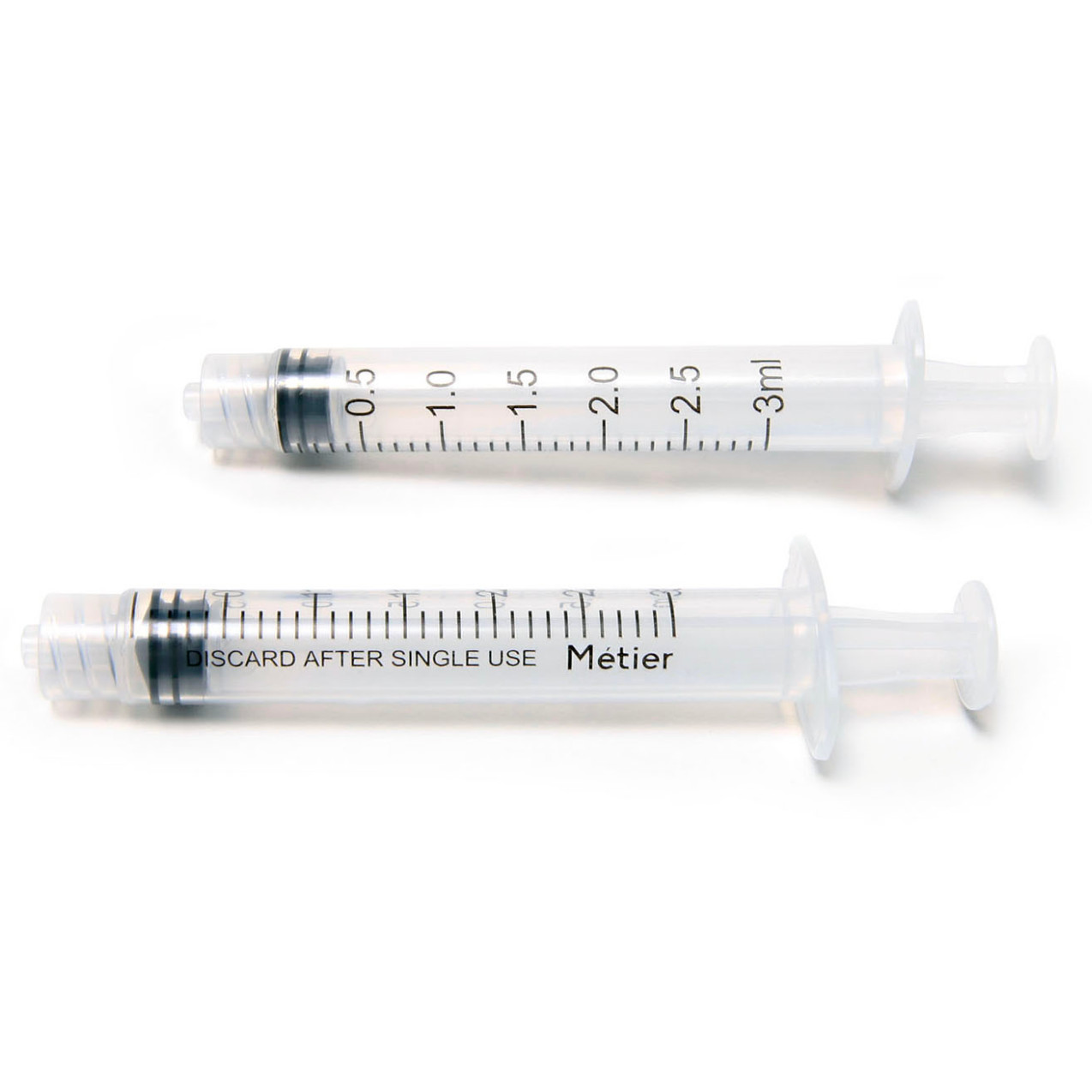 Metier Medical 3 mL/CC Disposable Syringes, No Needles, Luer Lock – Box of 100