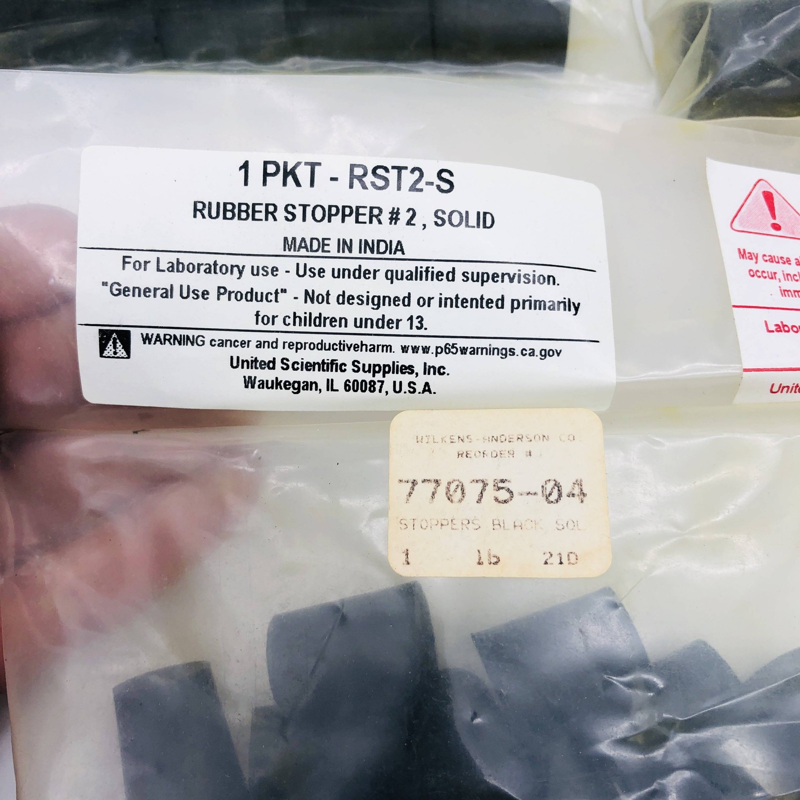 3lbs Wilkens Anderson 77075-04 Rubber Stopper Size 2 Black Solid 20mm TD 16mm BD
