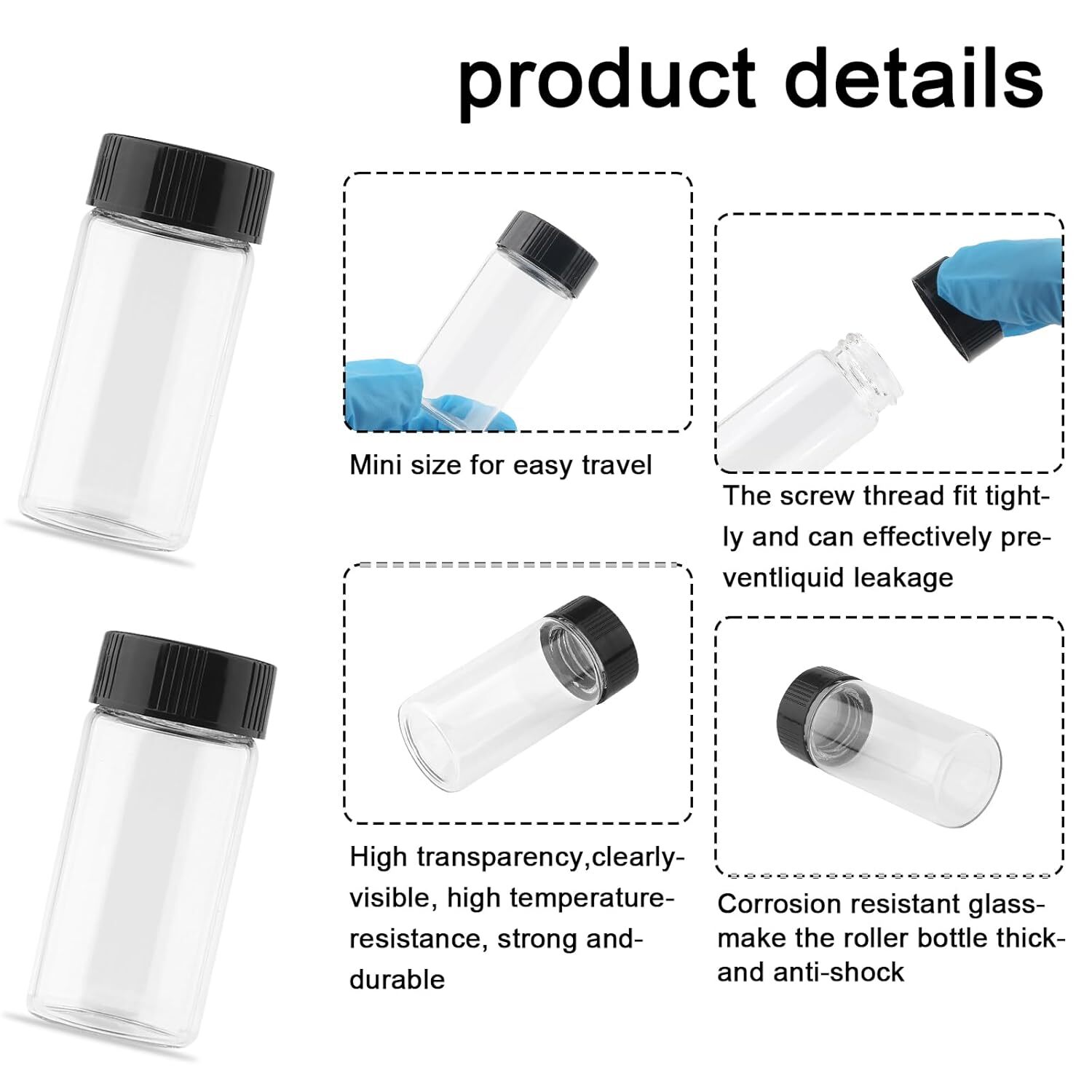 JIUWU 20 Pack, 20 ml Clear Glass Vials with Screw Caps 5 Dram Small Size…