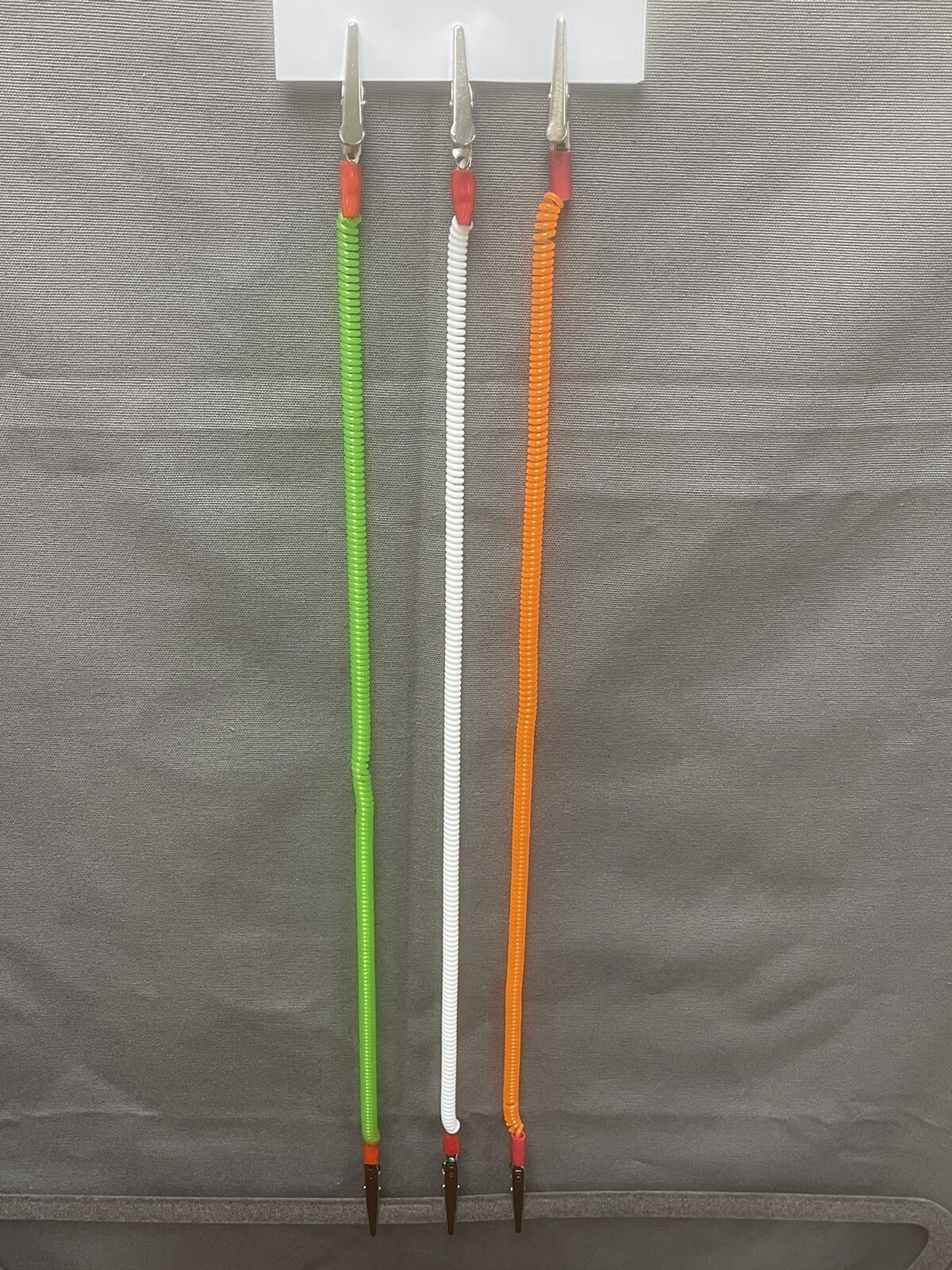 3 Pcs Dental Patient Bib Clip Napkin Holder Flexible Coil White Orange&Green 16”