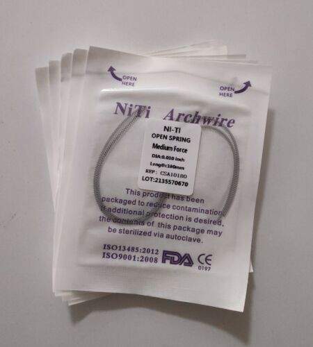 40 Packs Dental Orthodontic Coil Open Spring 010*180mm Niti Alloy Medium Force