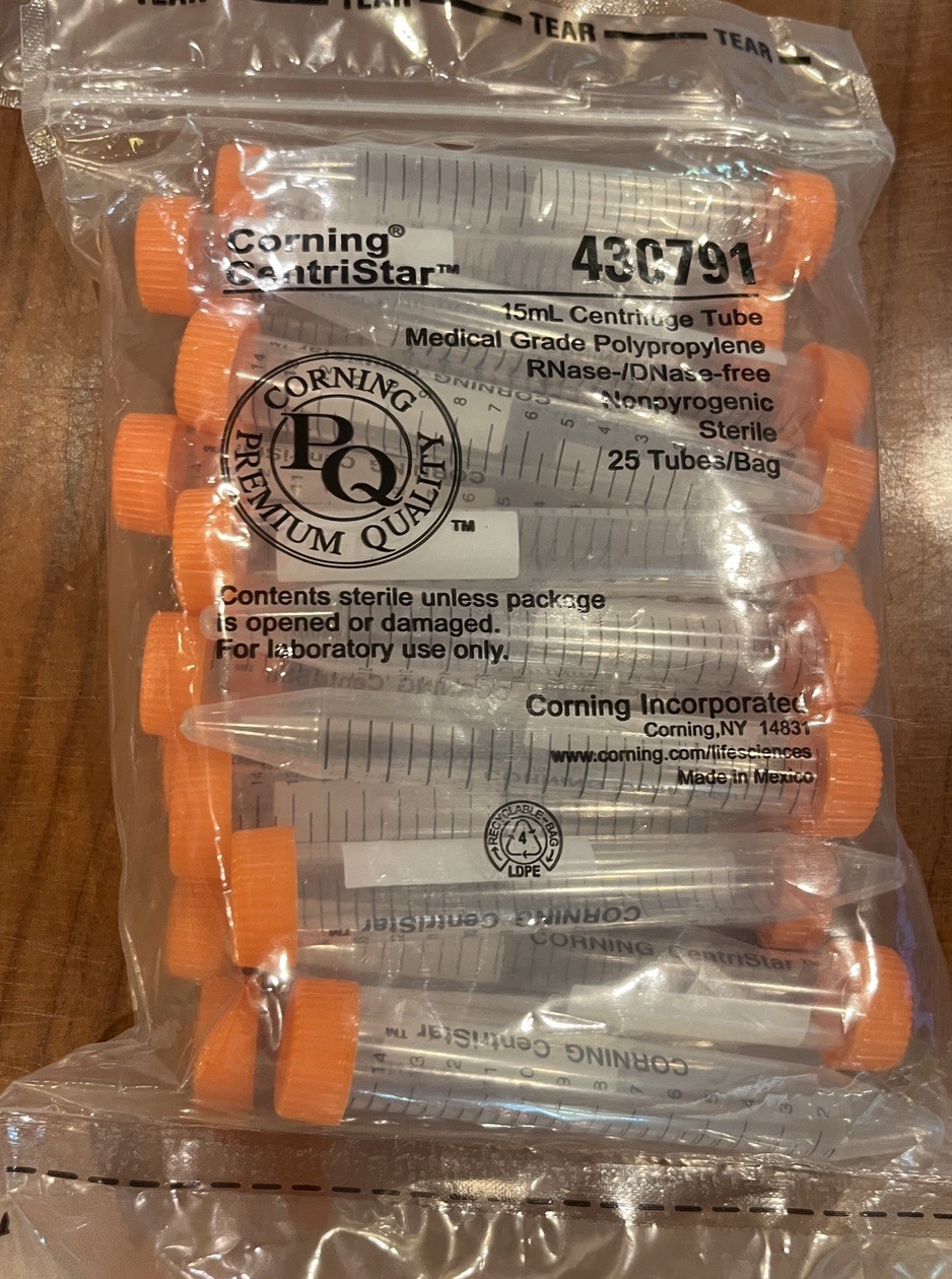 20 Corning CentriStar 15 ML Centrifuge Tubes #430791 Bag Of 20 New