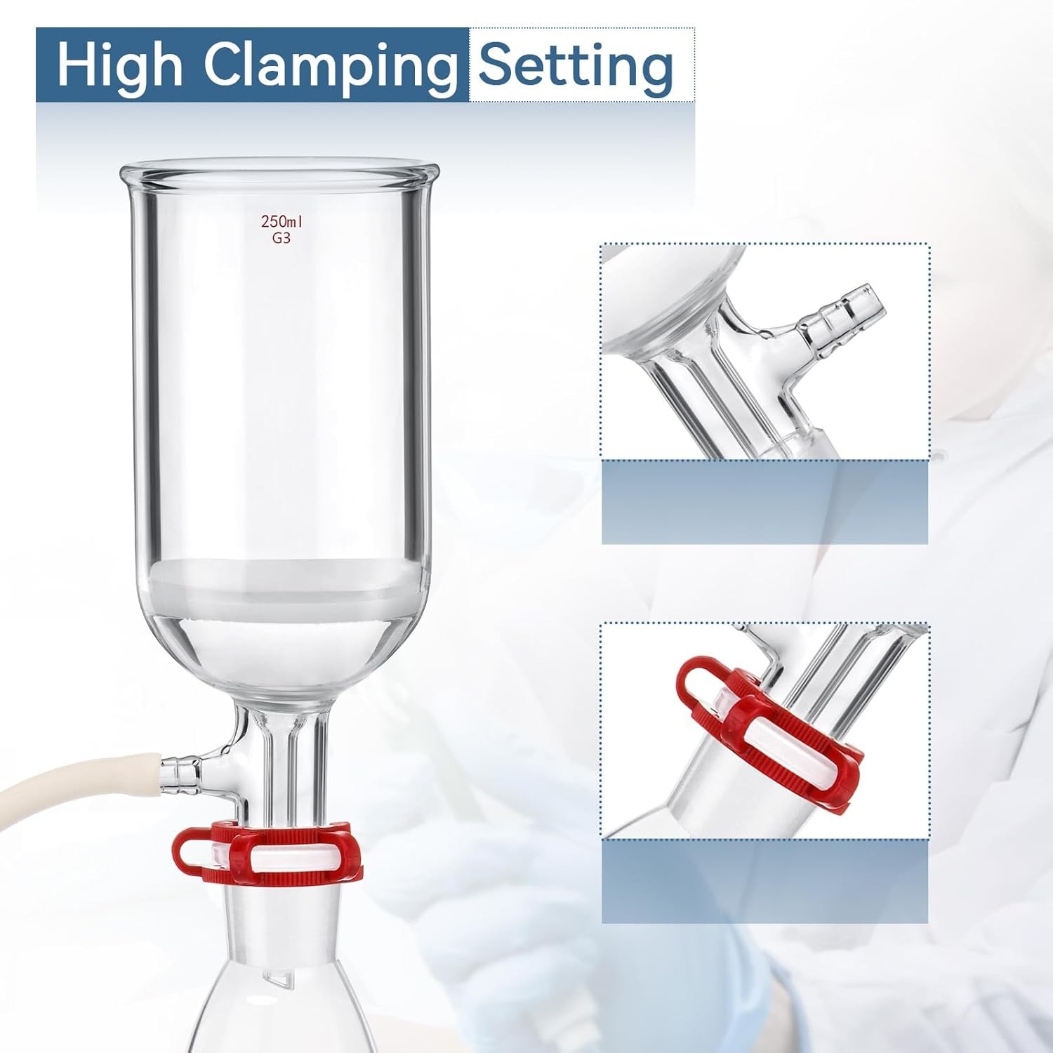Lab Filtering Flask Glass Vacuum Suction Filter 1000ml + Buchner Funnel 250ml
