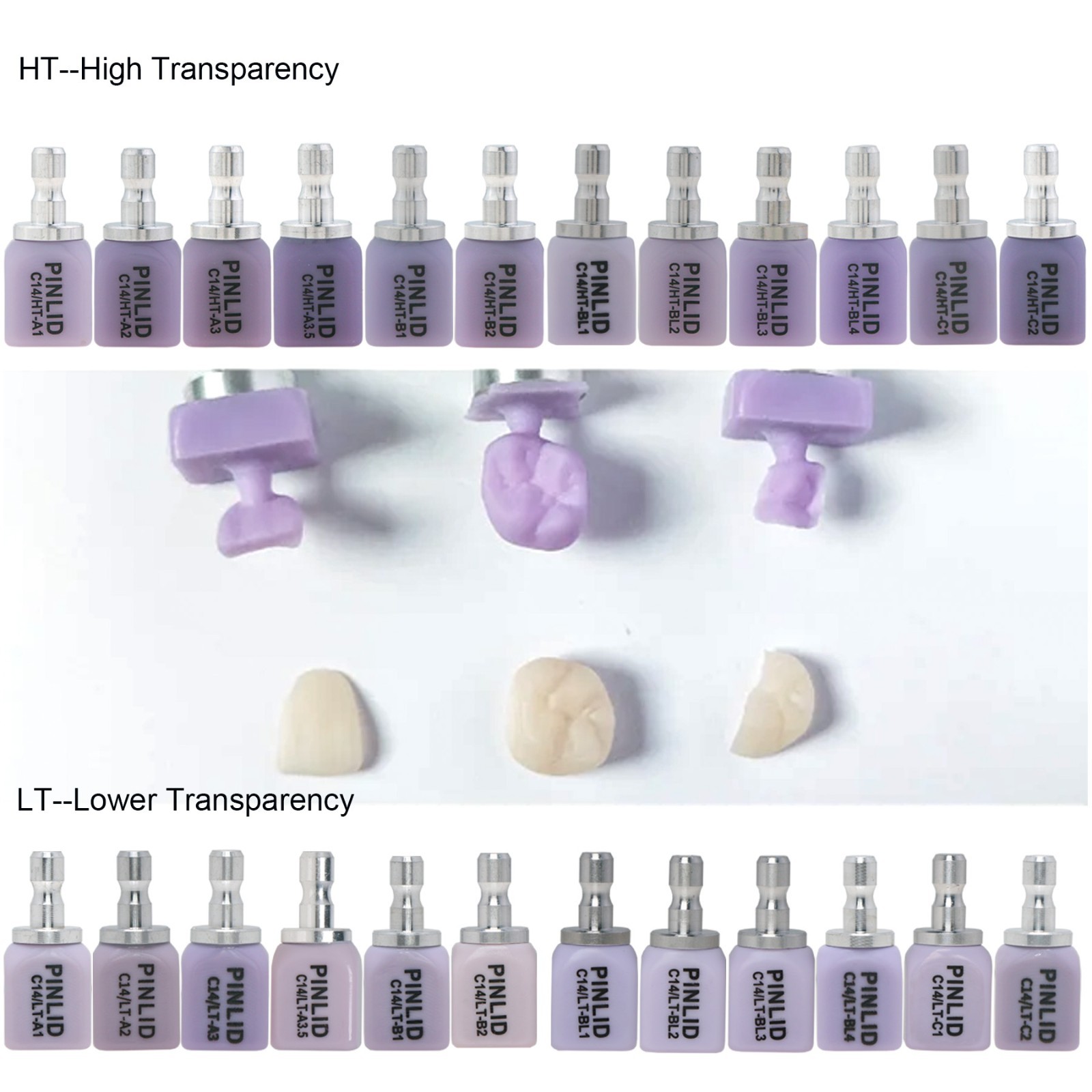 5/PK C14 HT/LT/MT Dental Lithium Disilicate Emax CAD CEREC/InLab Ceramic Blocks