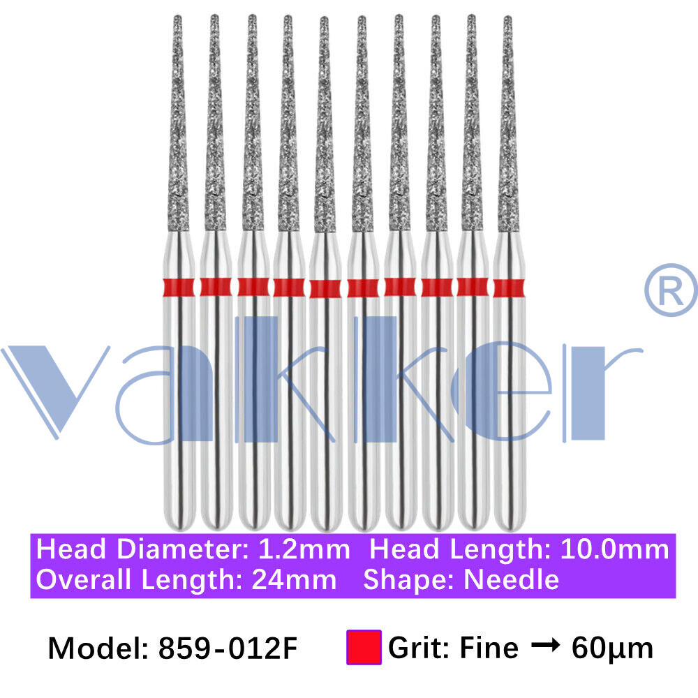 10pc Dental Super Fine/Fine/Medium Grit Diamond Burs for Handpiece Friction Grip