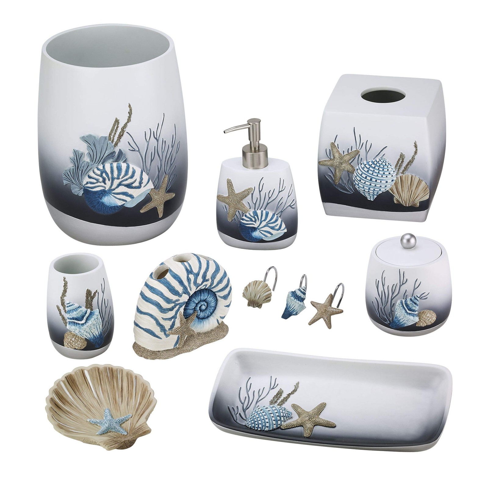 Avanti Linens Bathroom Accessory Resin Countertop Accessories Oceanscape