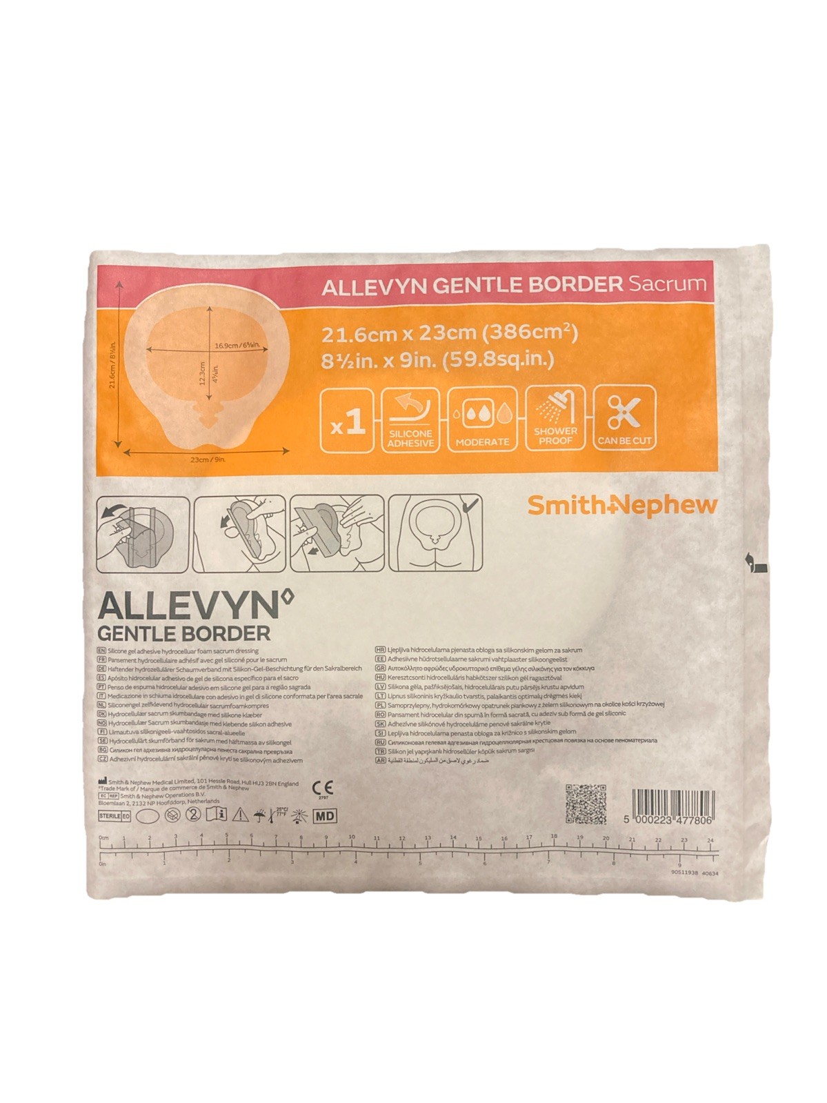 Allevyn 66801031 Gentle Border Sacrum Foam Dressing 8 1/2″ x 9″ Box of 10 2028