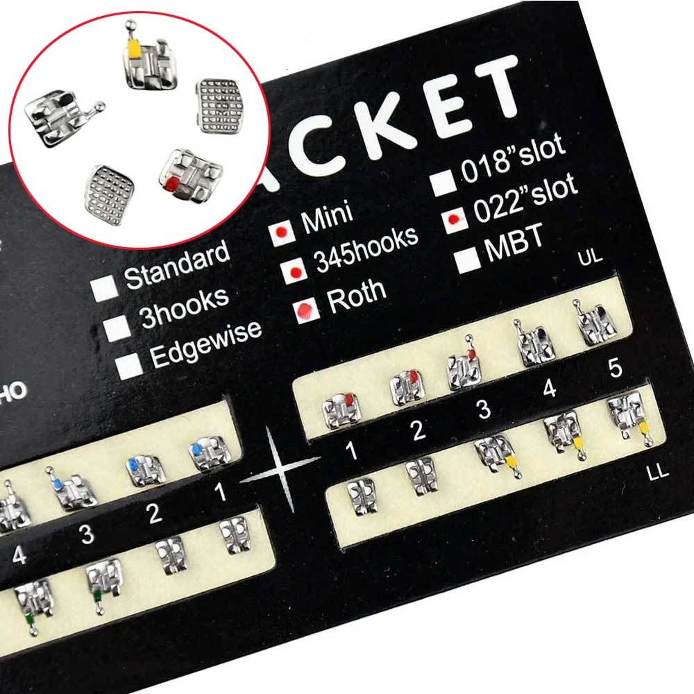 100 Sets Dental Orthodontic Bracket MIM Monoblock Mini Roth/MBT 022 345 Hooks