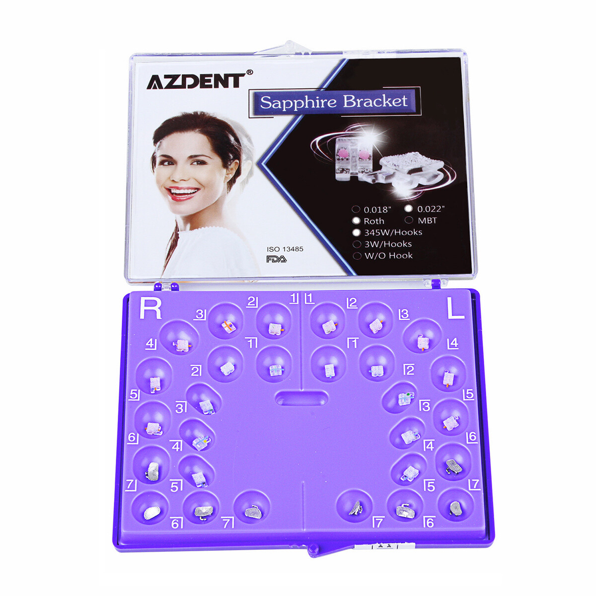 AZDENT Dental Orthodontic Sapphire Bracket Buccal Tubes Mini roth/MBT.022 Hooks