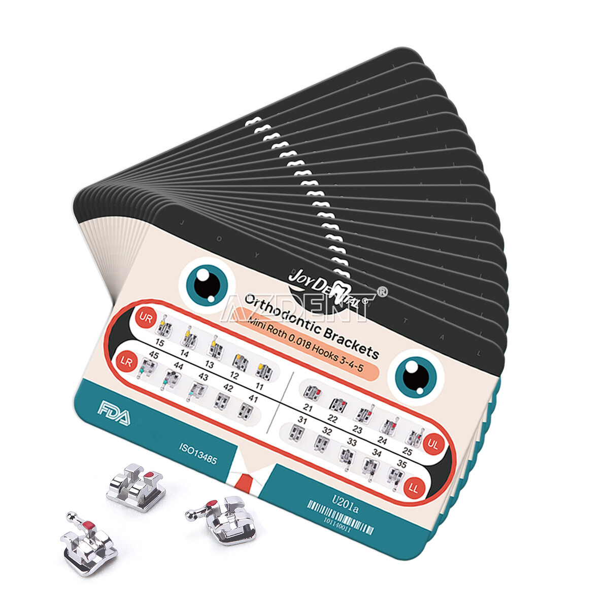 AZDENT Dental Orthodontic Bracket Braces Mini Slot MBT Roth .022/.018 Hooks 345