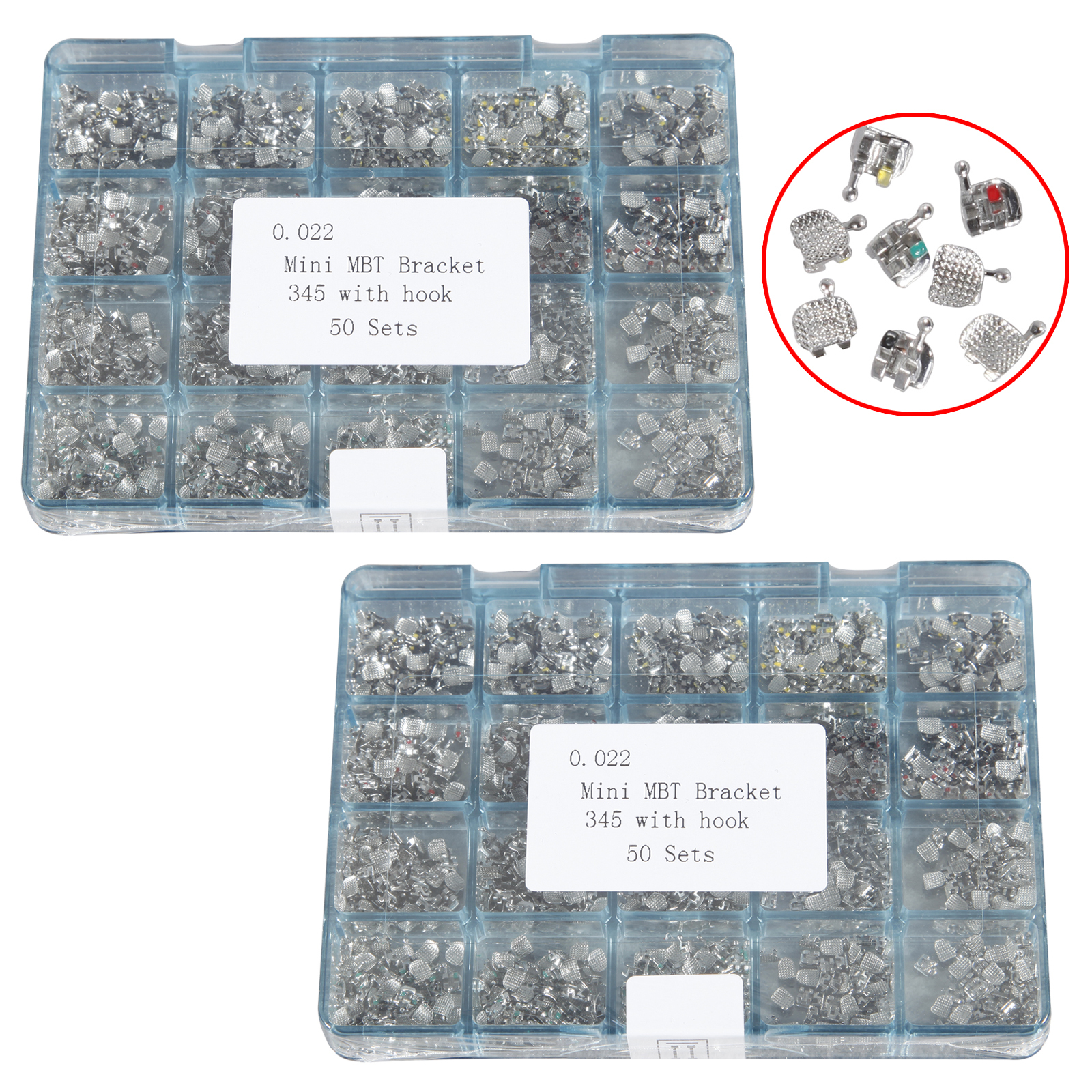 2 Box Dental Metal Orthodontics Brackets Brace MINI MBT.022 345 Hooks 50 Set/box