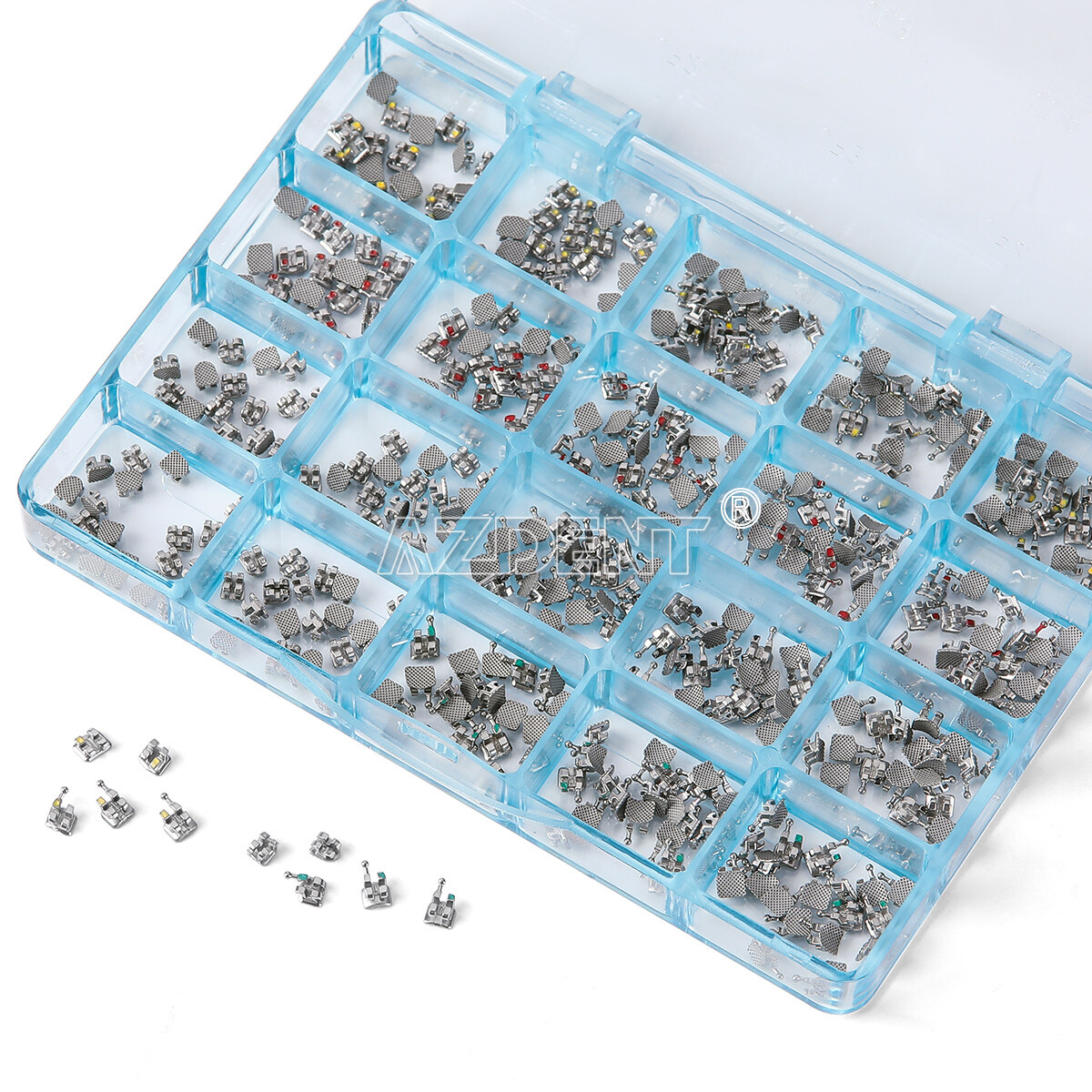 AZDENT Dental Orthodontic MIM Monoblock Brackets Brace MBT/Roth Hooks Mini 345