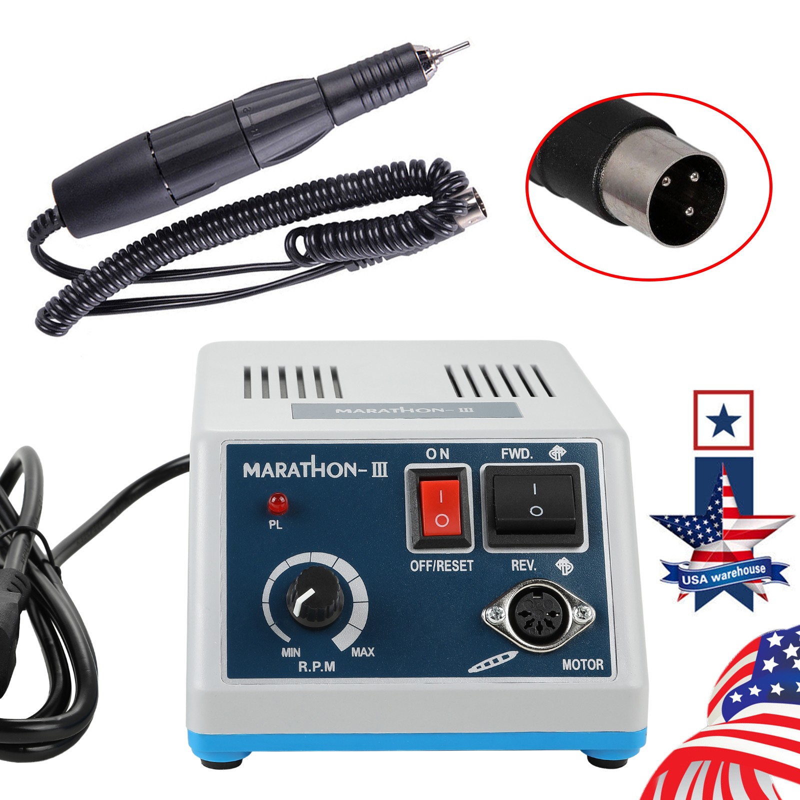 Dental Lab Marathon Micromotor N3 Polisher / 35K RPM Polishing Handpiece / Burs