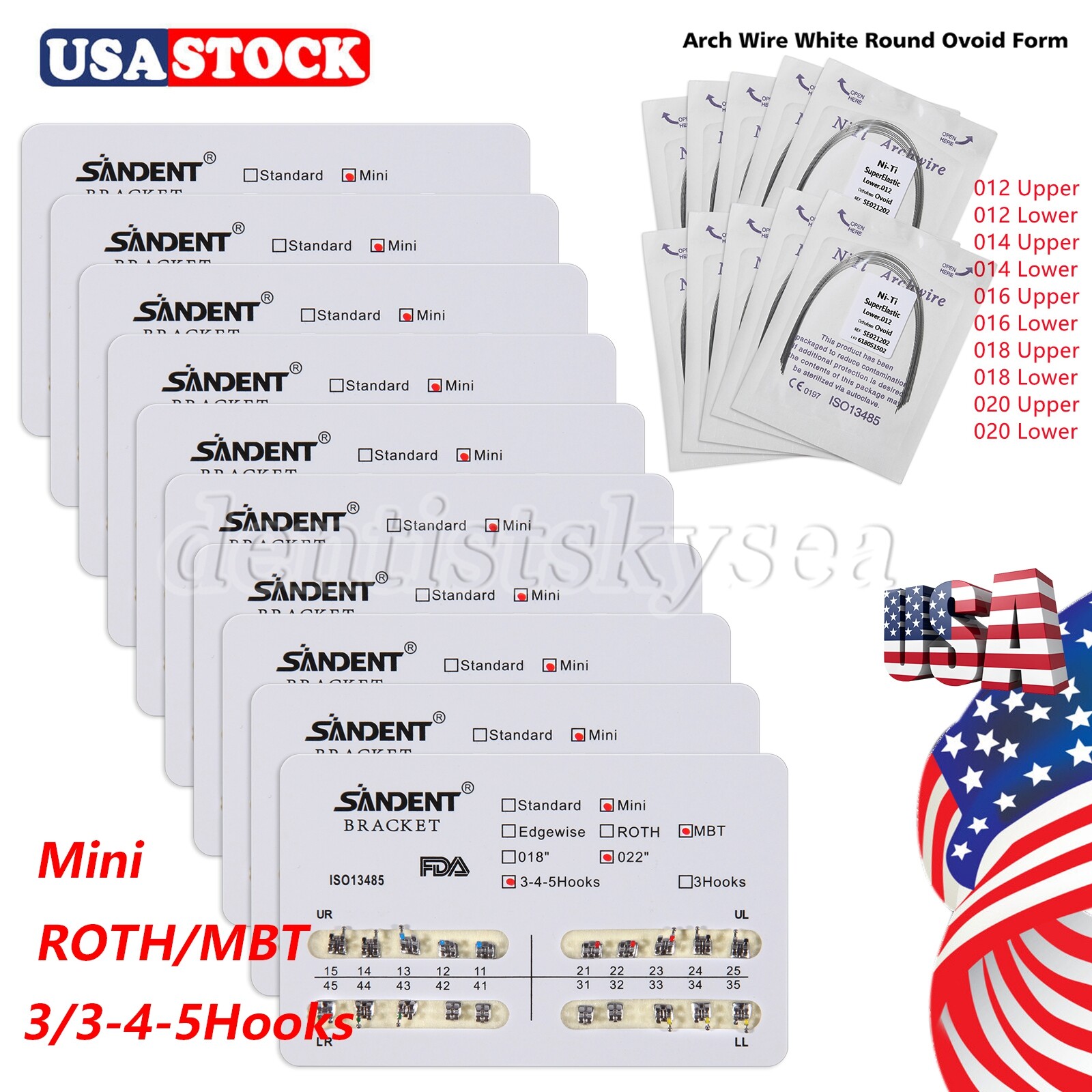 Ortodoncia Dental Arco de Alambre Niti Ronda / Brackets Mini Roth/MBT Slot.022