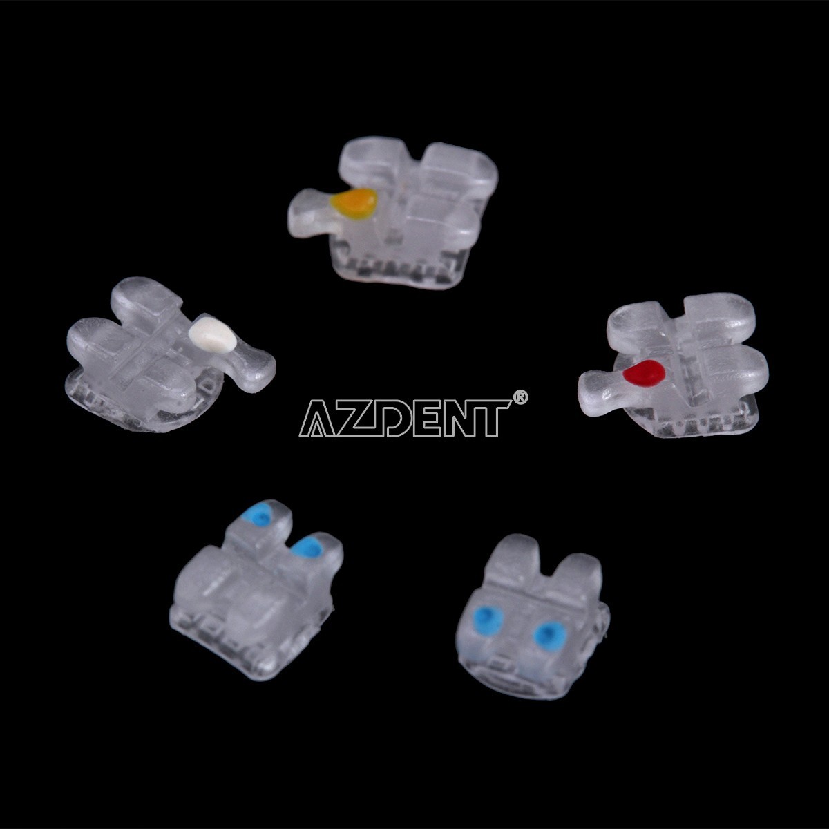 5X Dental Orthodontic Ceramic Brackets Braces Mesh Base 5*5 MBT.022 Hooks 345
