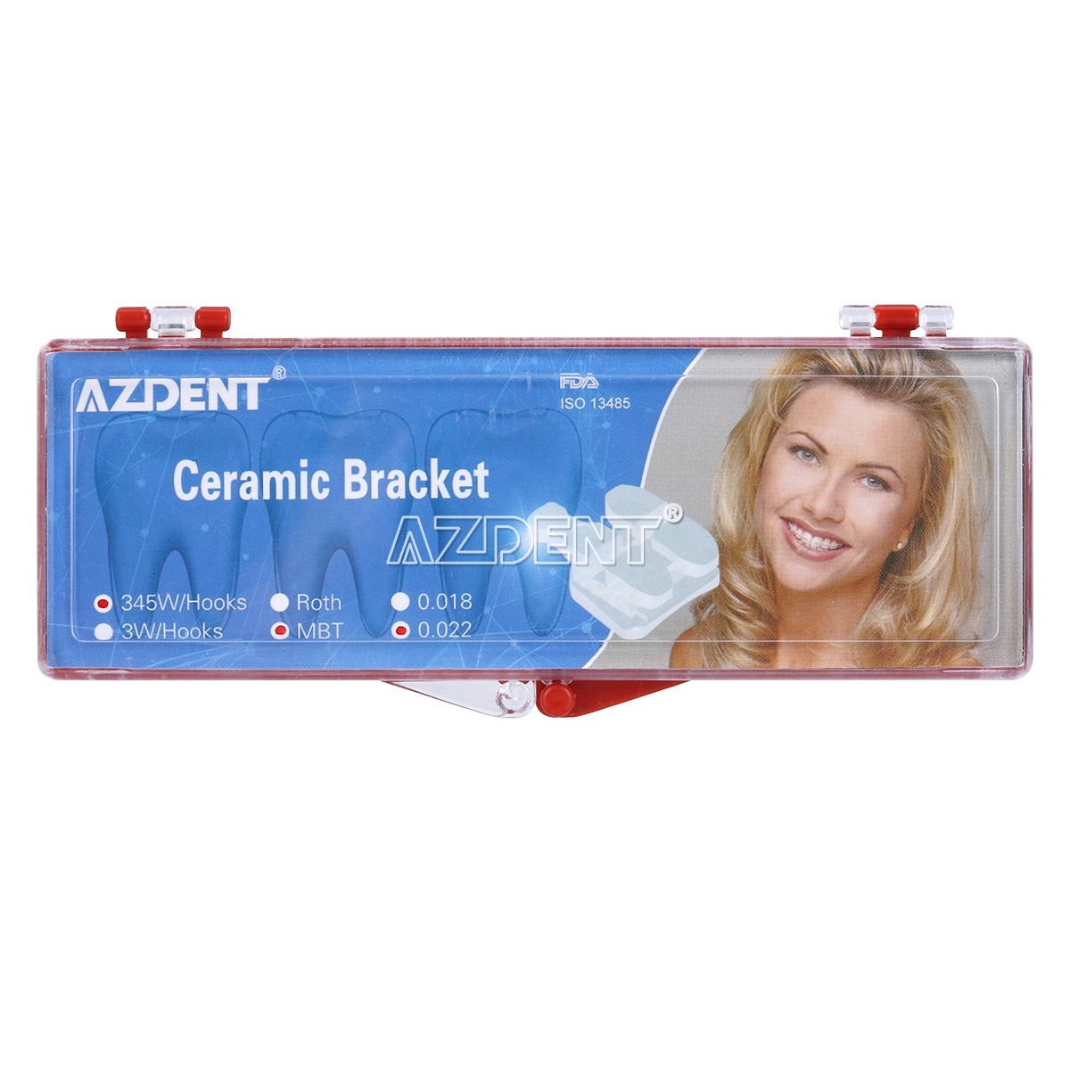 10 Packs AZDENT Dental Orthodontic Ceramic Brackets Braces 5*5 MBT.022 Hooks 345