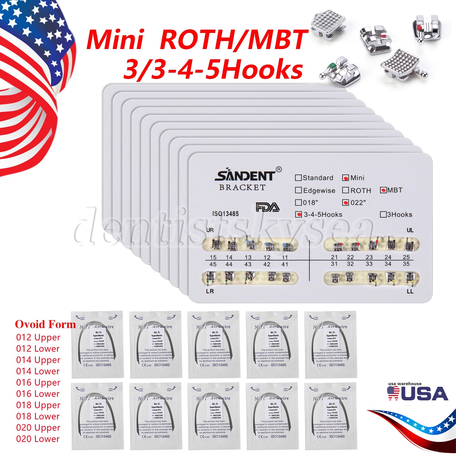 Ortodoncia Dental Arco de Alambre Niti Ronda / Brackets Mini Roth/MBT Slot.022
