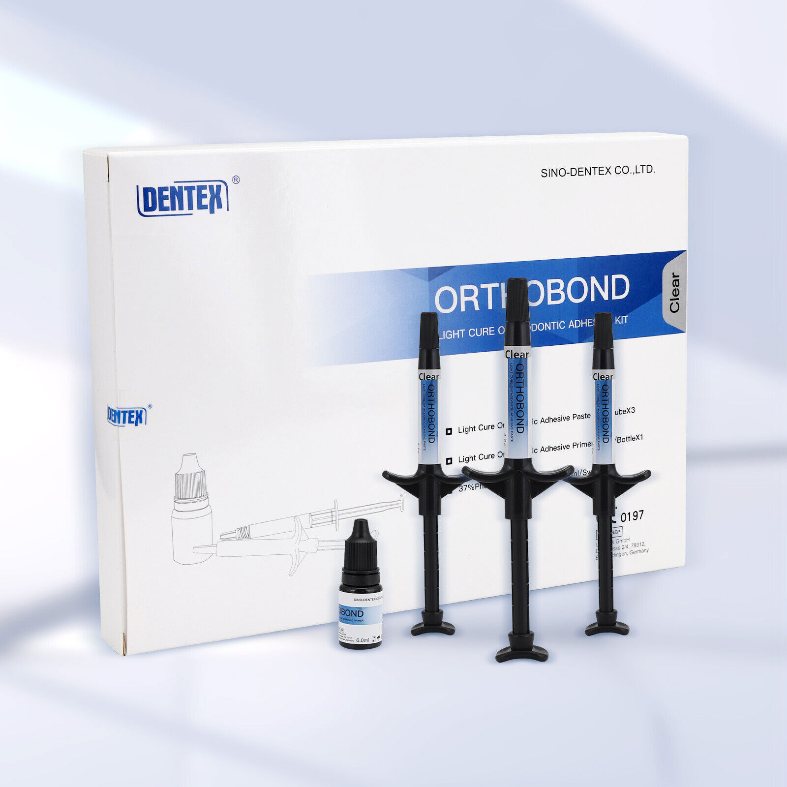 DENTEX ORTHOBOND Dental Light Cure Orthodontic Adhesive Kit Blue /CLEAR