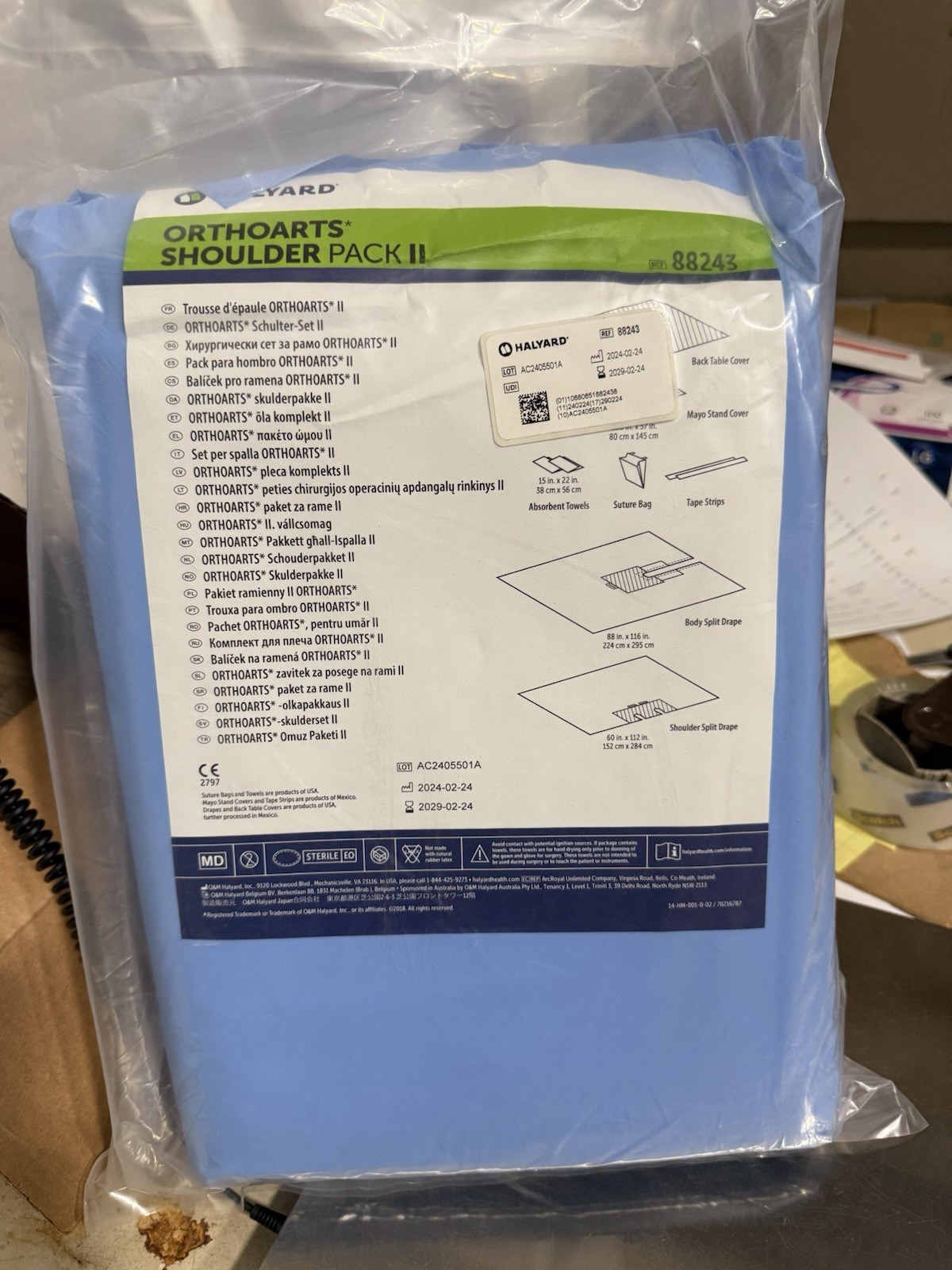 Halyard 88243 – Ortharts Shoulder Pack II, Case Of 5 Each, 2029 Expiration.