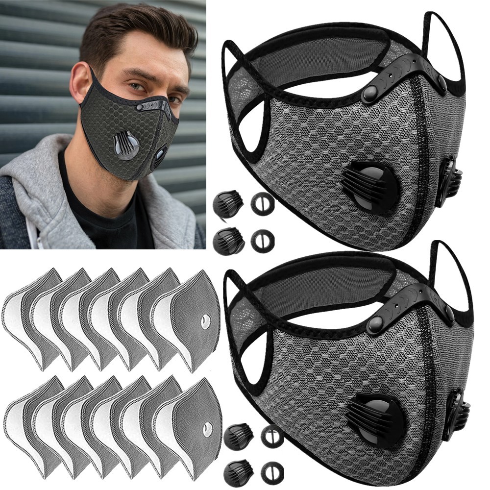 2 Pack Pollution Reusable Facepiece Half Face Shield Respirator Mask W/ Filter