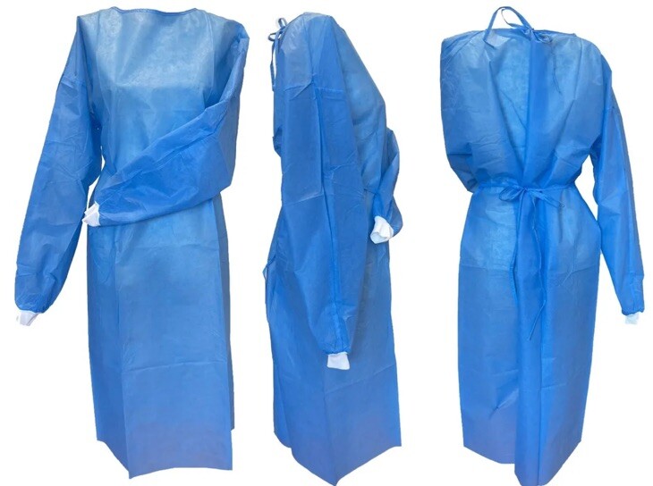10pk Small Disposable Isolation Gown KnitCuff Medical Dental Halloween Nurse