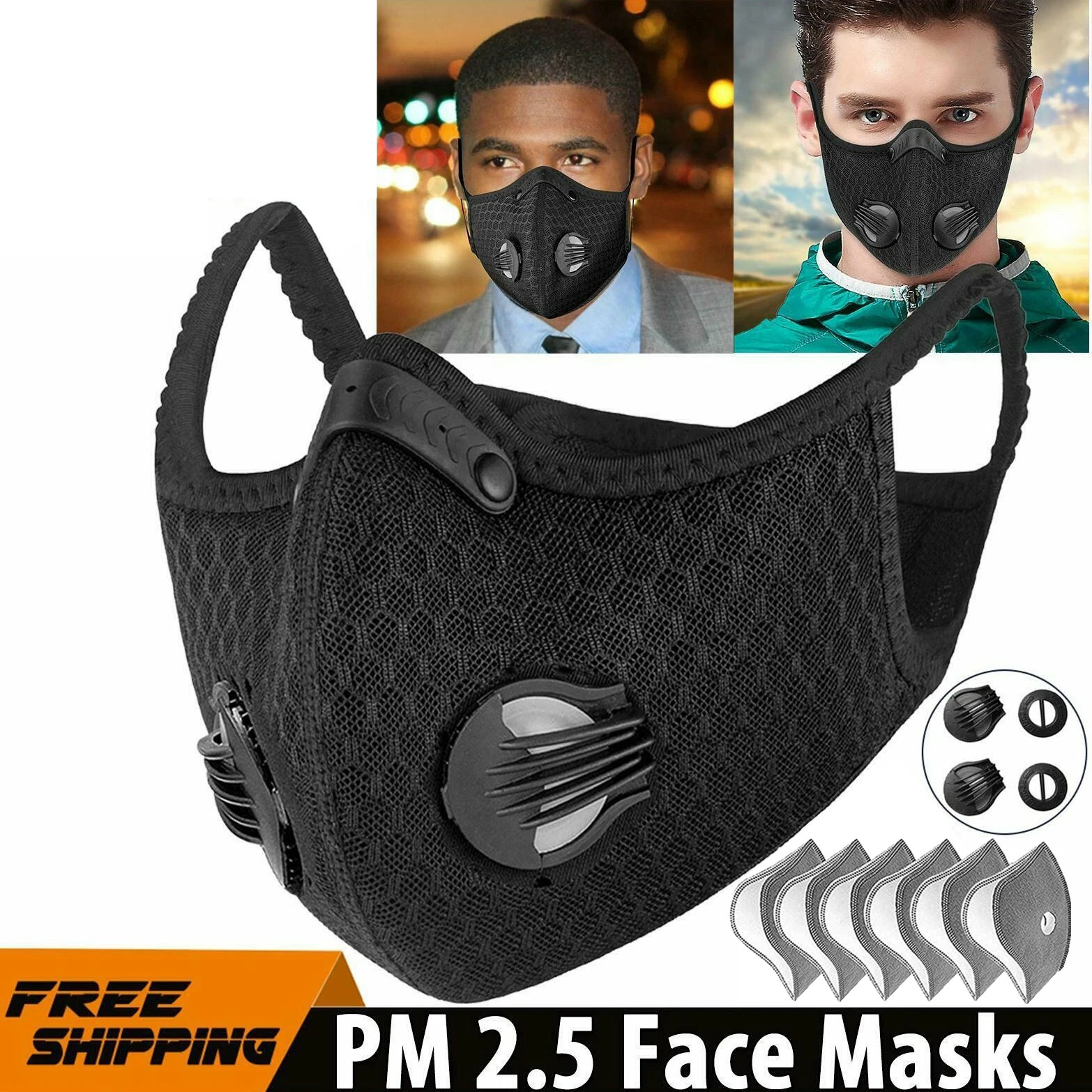 Anti Pollution Half Face Mask Respirator W/ Filters Washable Reusable Facepiece