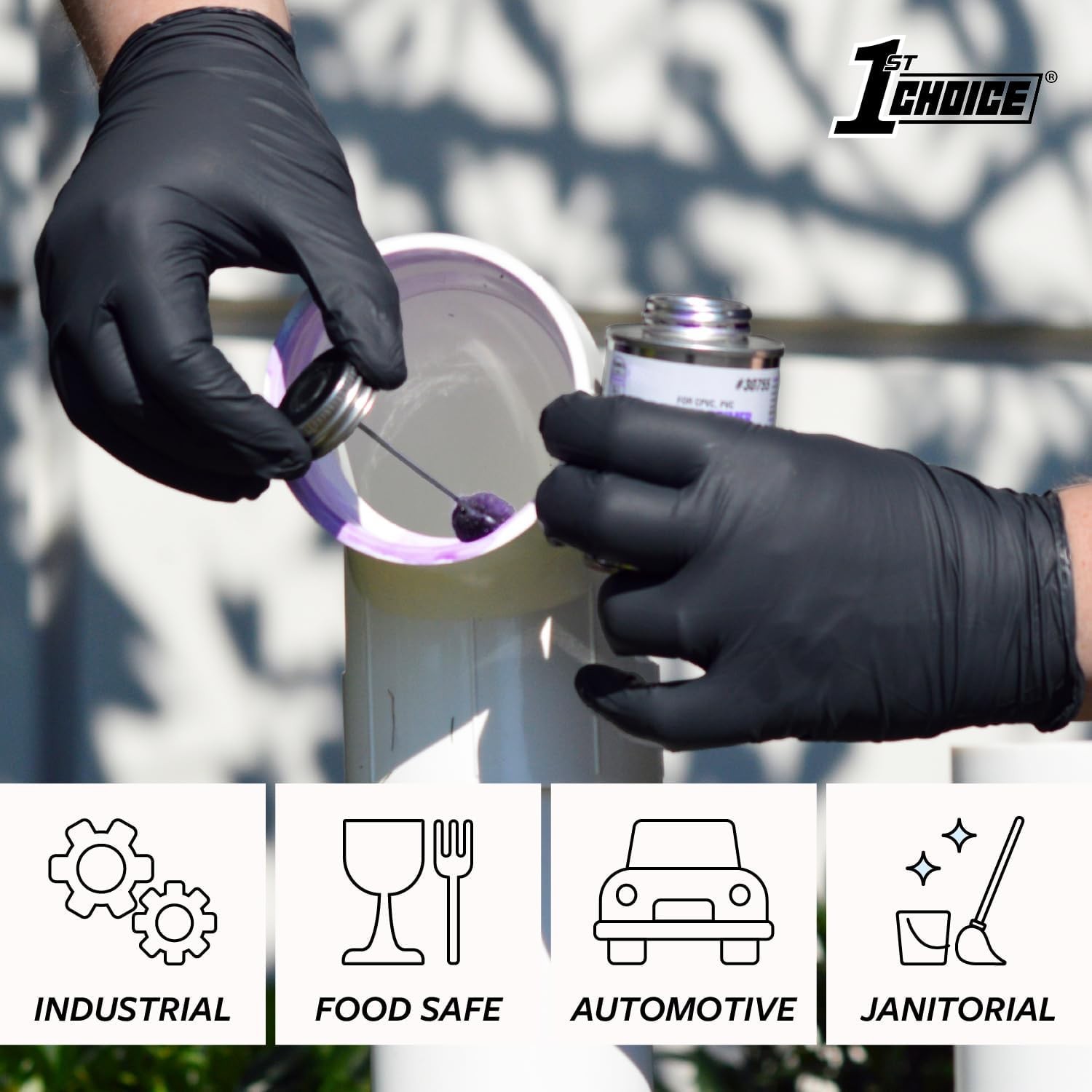 1st Choice Nitrile Gloves Disposable Latex-Free, Black, 5 Mil for Cooking, Cl…