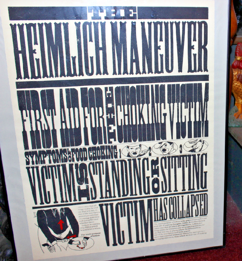 Vintage Unusual Heimlich Maneuver Poster-Choking Poster-Odd Wording-Framed-LQQK