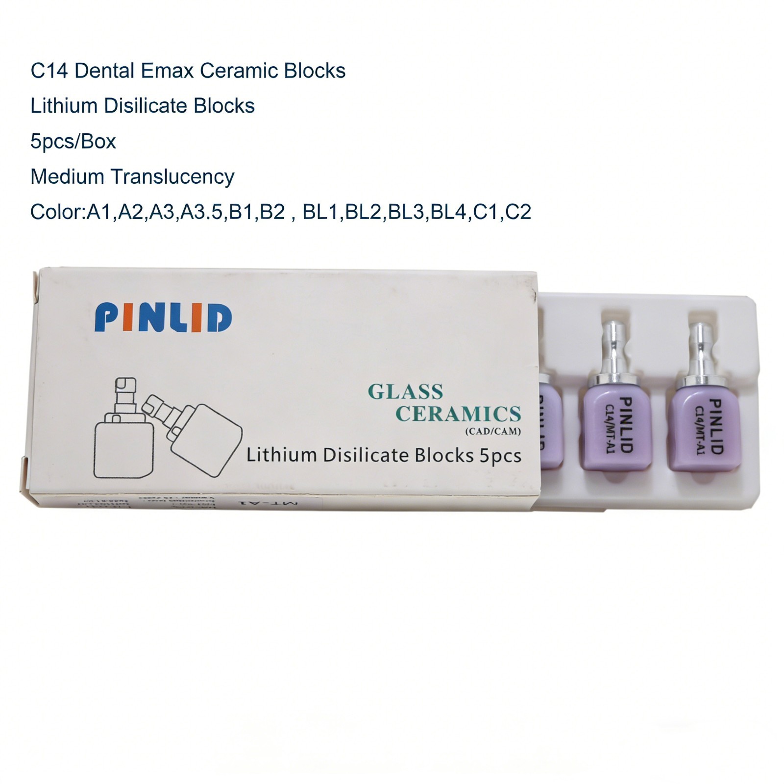 C14 Dental Emax Ceramic Blocks Lithium Disilicate Blocks CAD/CAM CEREC 5pcs/Box