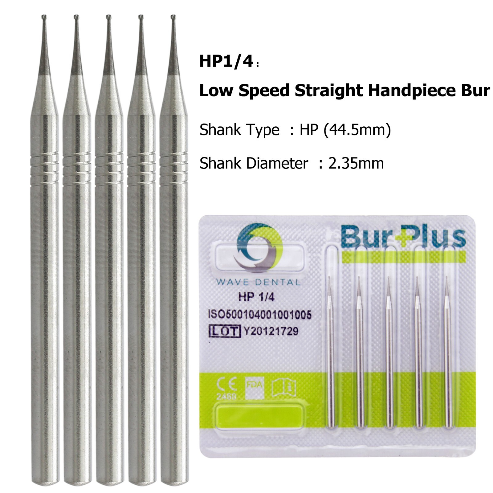 Wave Dental Carbide Straight Handpiece Bur Round HP1/4 1/2 2 4 6 8 10 Low Speed