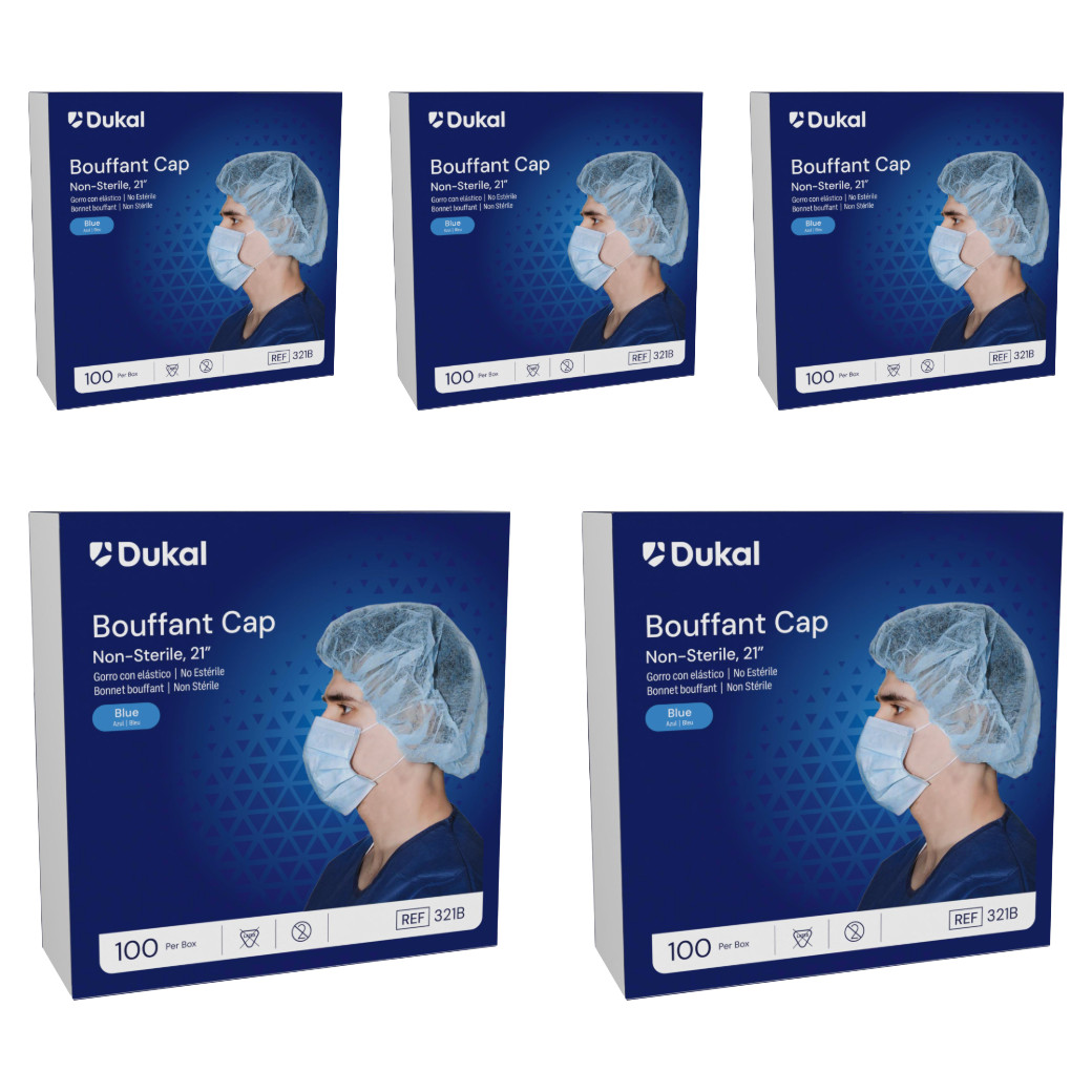 Dukal Bouffant Surgical Caps, 21″, Blue, Non-Sterile – Case of 500