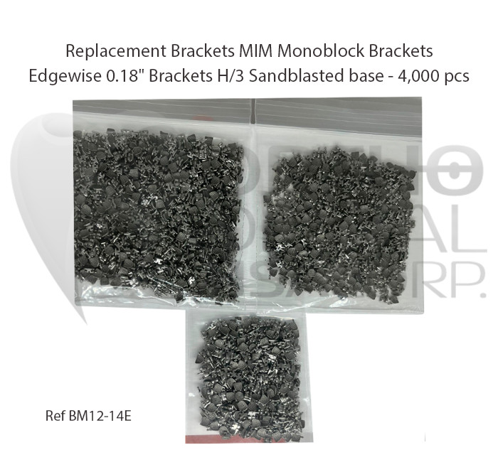 Brackets MIM Monoblock Brackets Edgewise 0.18″ Brackets H/3 Sandblasted 4000 pcs