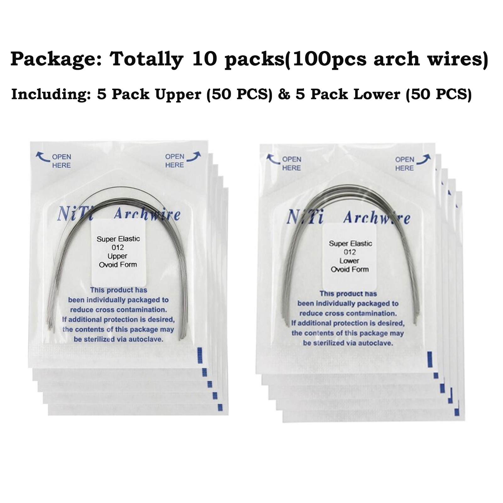 100PCS Arch Wire Orthodontic Niti Natural Ovoid Form Arches Round Rectangular