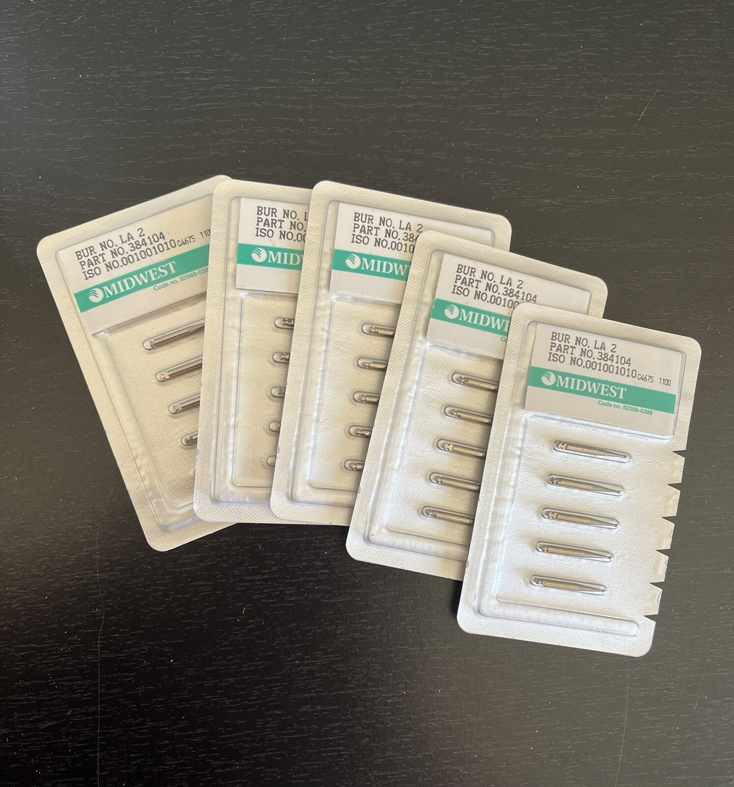 Midwest Dentsply 5 Packs Of 5 Carbide Burs LA 2 New Factory Sealed