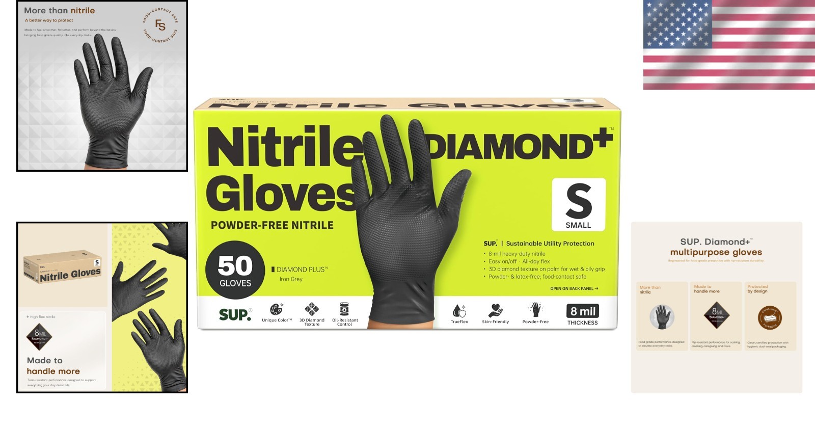 Heavy-Duty 8 Mil Nitrile Gloves – Diamond Textured, Chemical Resistant, 50 Ct