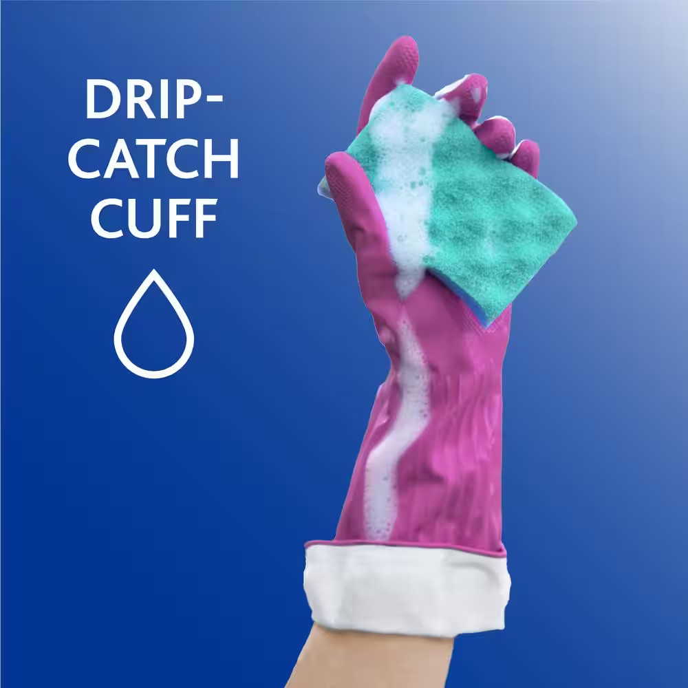 Playtex Medium Living Fuchsia Pink and Navy Latex/Neoprene/Nitrile Gloves (4-Pai