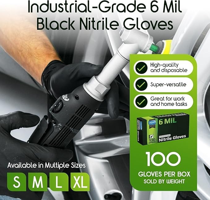 Inspire Black Nitrile Gloves HEAVY DUTY 6 Mil Nitrile Chemical Resistant Medical