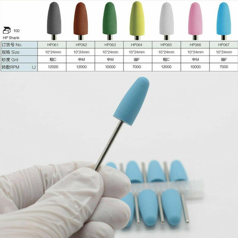 50 Pcs Dental 2.35mm Lab Silicone Rubber Polishing Burs Shank Polishers Diamond