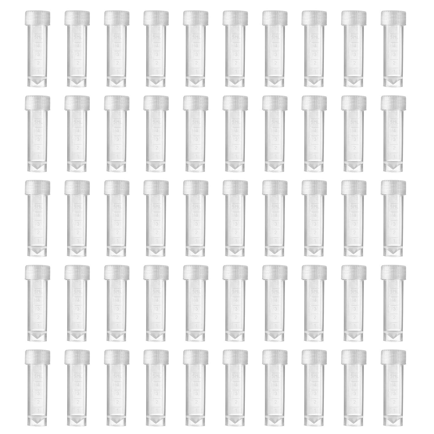 50 Pieces 5 Ml Plastic Sample Bottle Vial Storage Container for Laboratory Lab