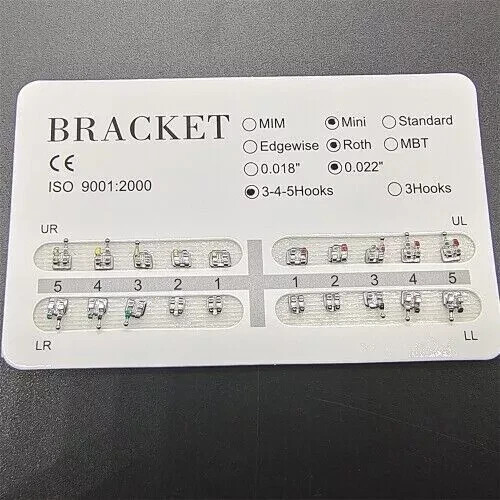 1-200 Sets Dental Orthodontic Metal Brackets Mini Roth 022 345 hooks Mesh Base