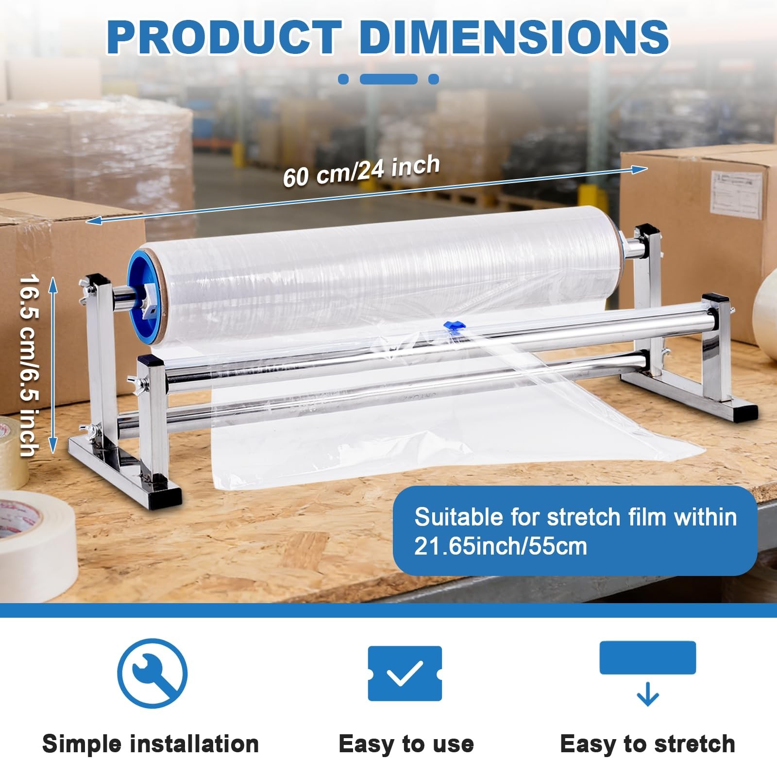 21.65″ Manual Table Stretch Film Dispenser Wrapping Machine | Stainless Steel…