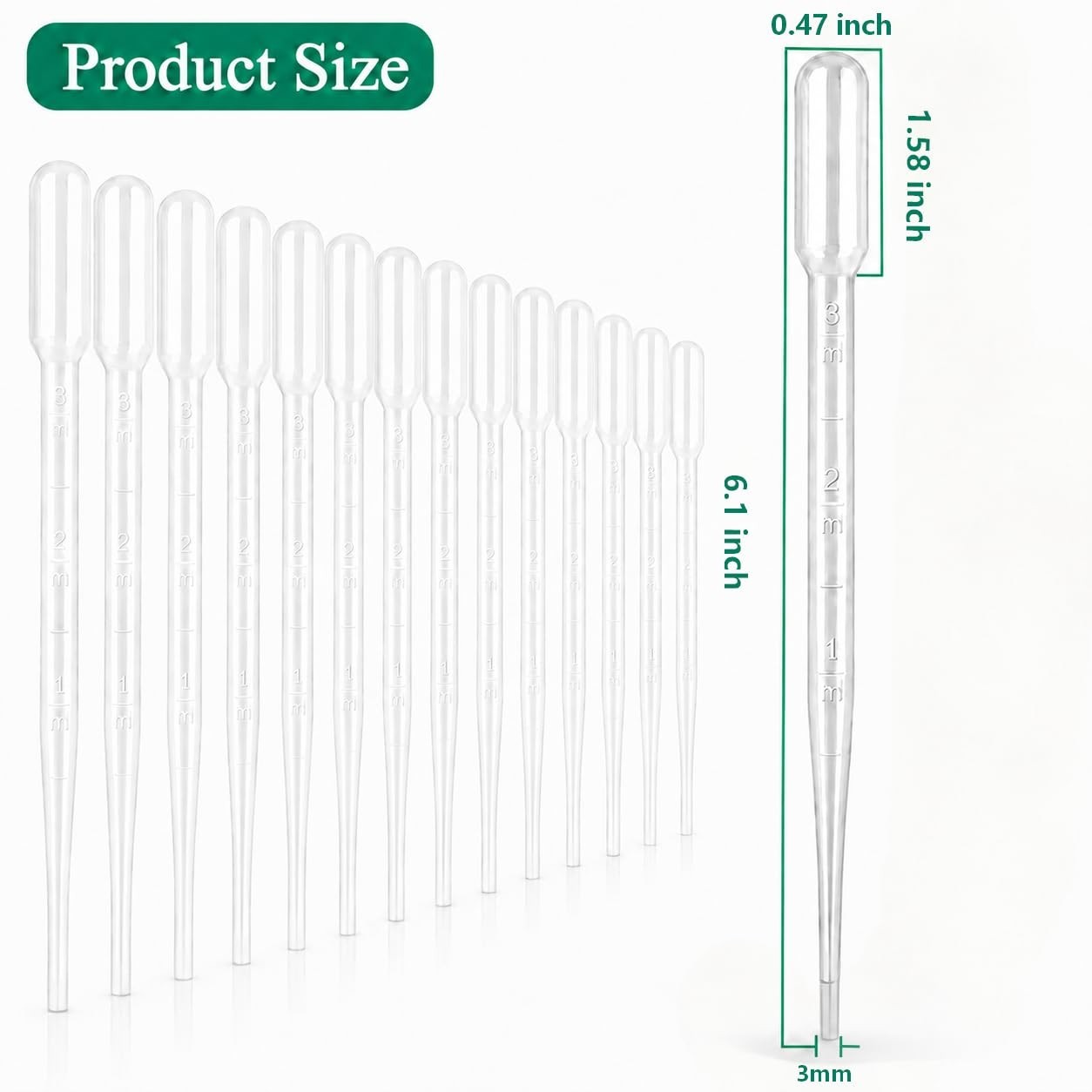 Precision 3ml Disposable Plastic Pipettes – 15 Non-Toxic Droppers for Safe Use