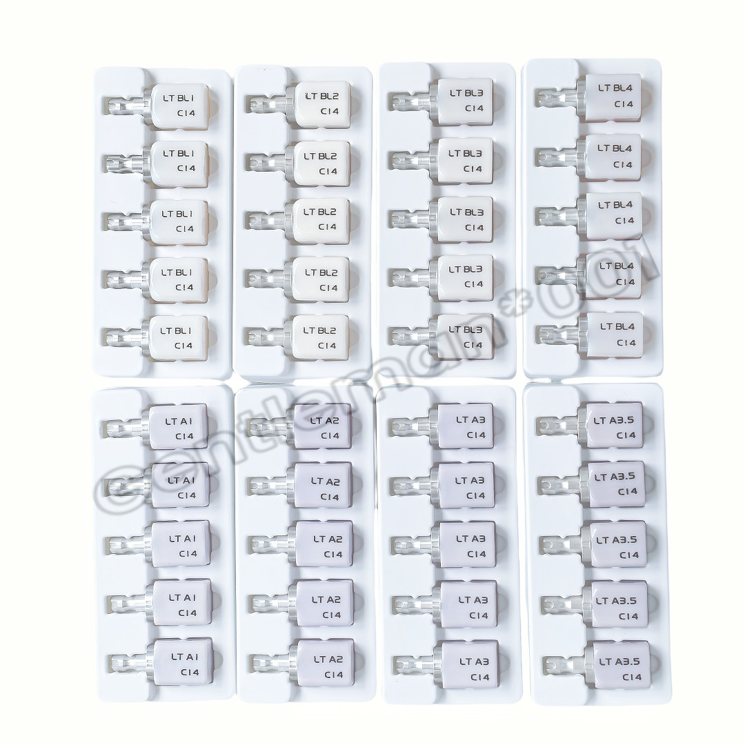 C14 LT Emax Dental Glass Ceramic Lithium Dislicate CAD/CAM Cerec Blocks 5Pcs/Box