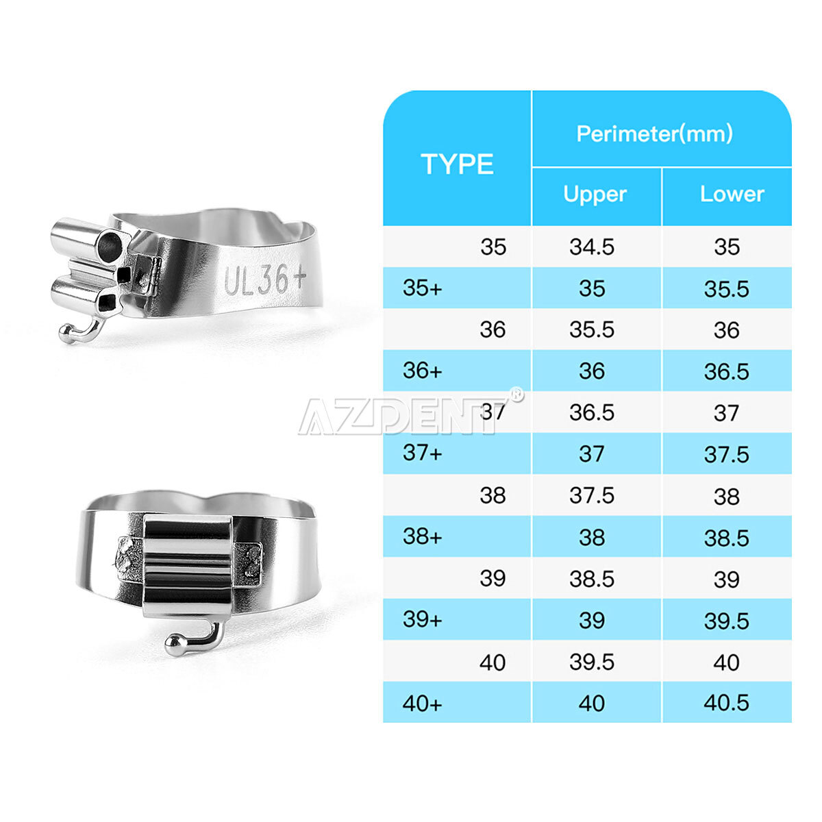 AZDENT Dental Orthodontic 1st Molar Buccal Tube Bands Roth 022 Convertible