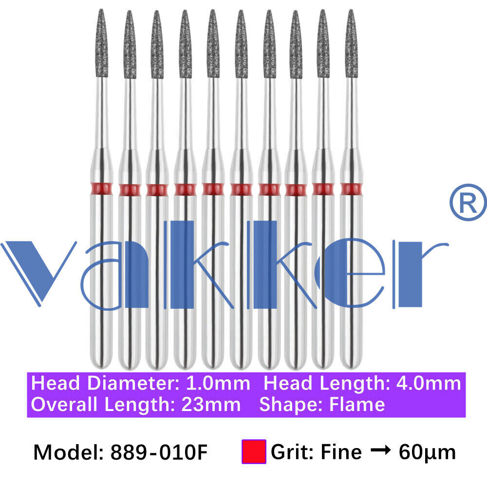 10pc Dental Diamond Burs for HighSpeed Handpiece Medium Super Fine Friction Grip