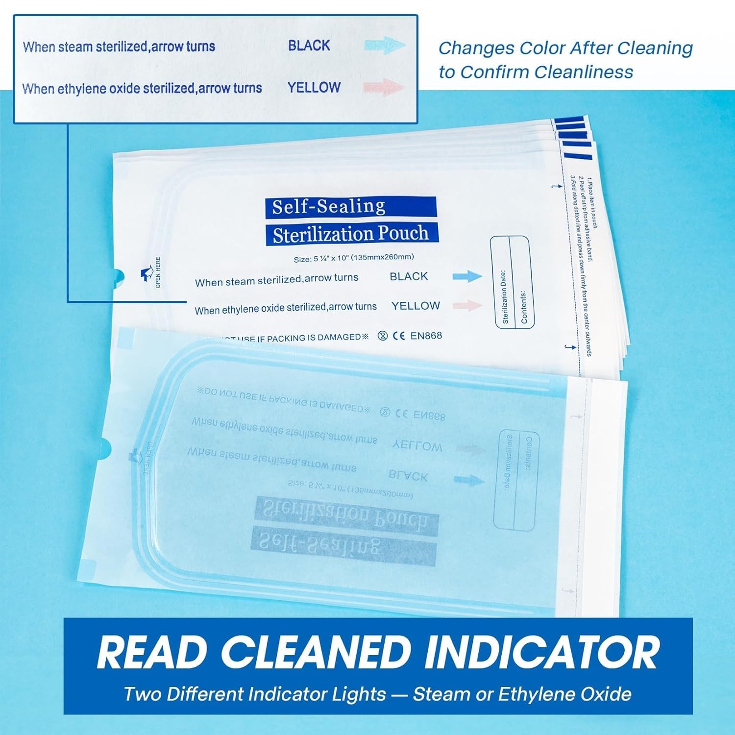 Self Sterilization Pouches Autoclave, Medical Sterilizer Bags Dental Tattoo Nail
