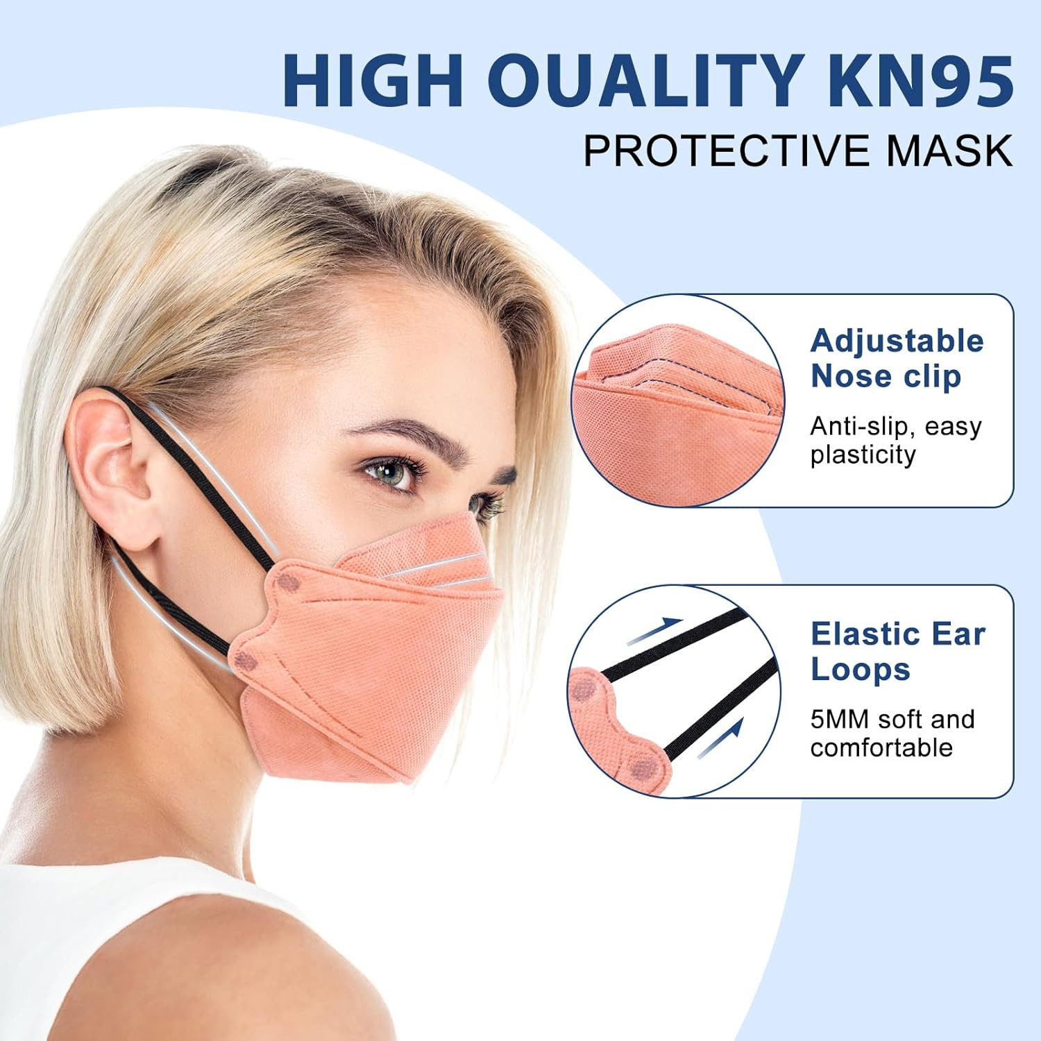 KN95 Face Masks Disposable Adults – 50 Pack 5 Layer Protection Dust Breathable C