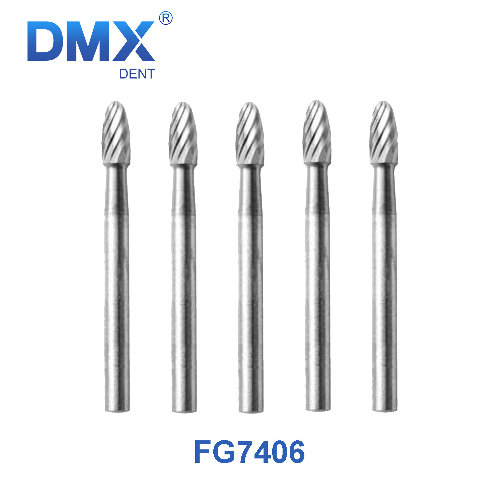 5Pcs Dental Carbide Burs Trimming Finishing Polishing Egg Football FG 7406 High