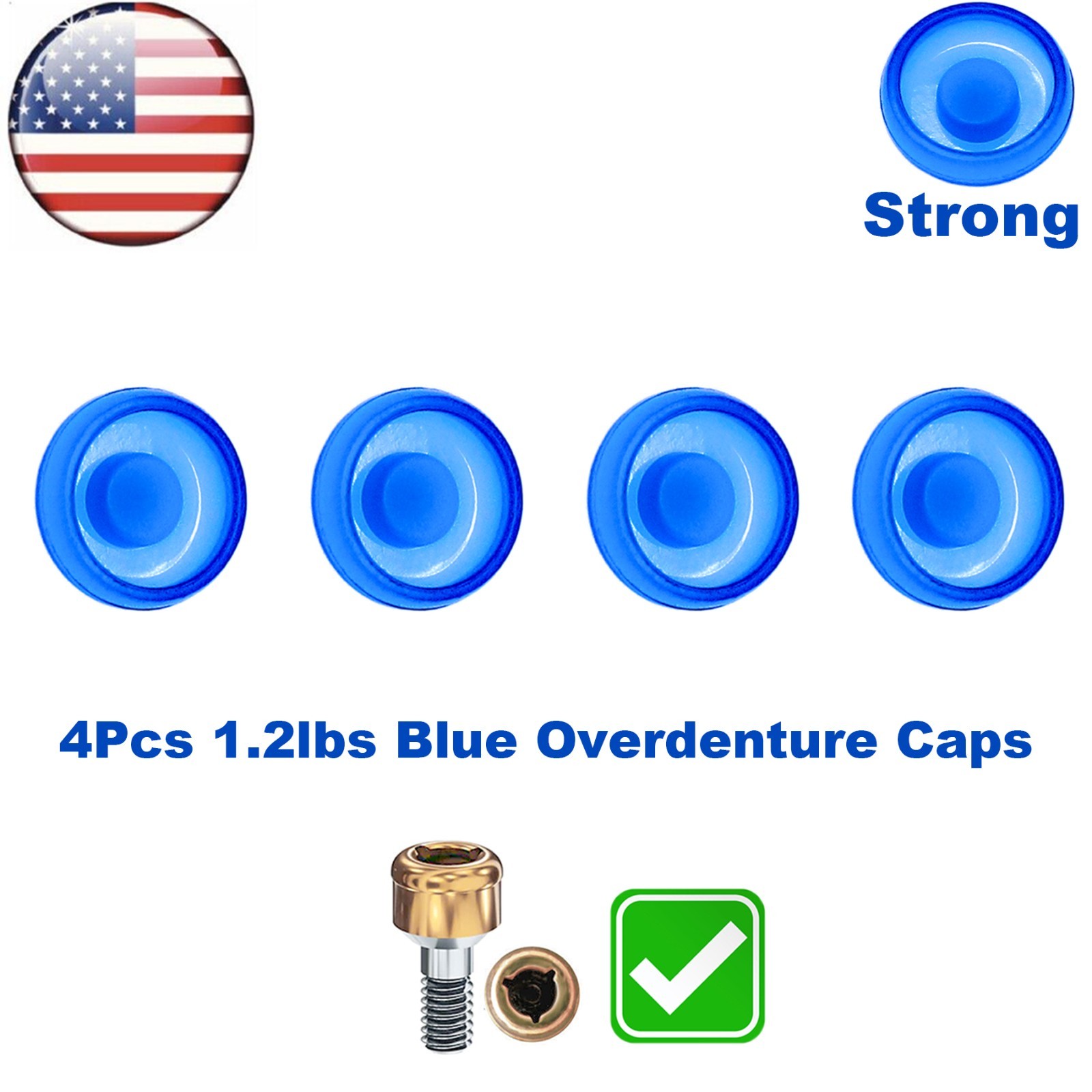 US 4Pcs Dental Implant Overdenture Retention Caps For Locator Abutment Insertion
